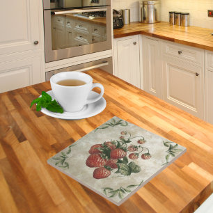 Vintage Strawberries Rustic Ceramic Tile