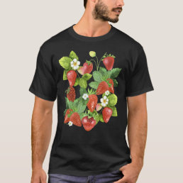Vintage Strawberries Strawberry Fruit Berry Floral T-Shirt