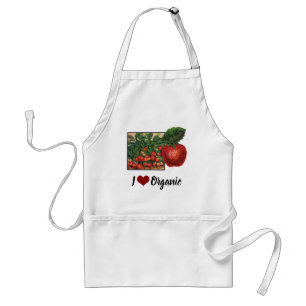 Vintage Strawberries, Strawberry Plants on a Farm Adult Apron