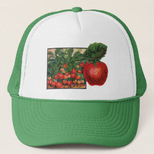 Vintage Strawberries, Strawberry Plants on a Farm Trucker Hat