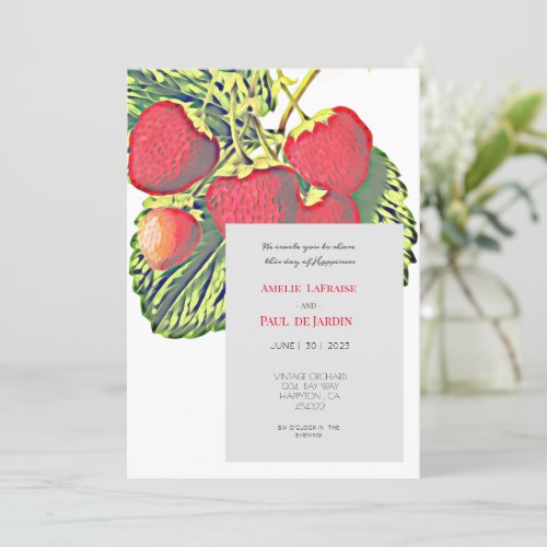 Vintage  Strawberries  _ Wedding Invitation