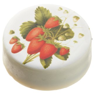 Vintage strawberries with green leaves