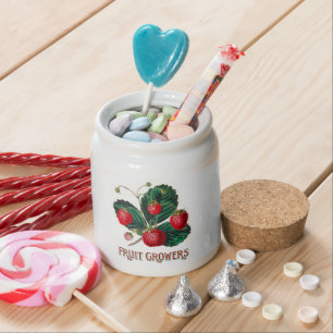 Vintage Strawberries with Leaves Fruit Growers Candy Jar