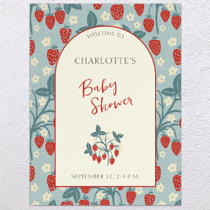 Vintage Strawberry Baby Shower Welcome Sign