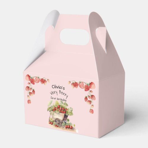 Vintage Strawberry Berry First 1st Birthday Party Favor Boxes