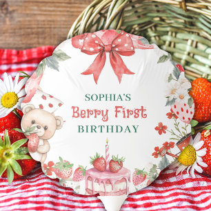 Vintage Strawberry Berry First Birthday  Balloon