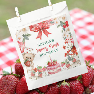 Vintage Strawberry Berry First Birthday  Favor Bag