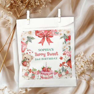 Vintage Strawberry Berry Sweet 2nd Birthday  Favor Bag