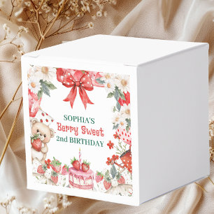 Vintage Strawberry Berry Sweet 2nd Birthday  Favor Boxes