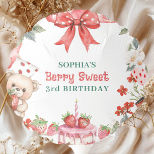 Vintage Strawberry Berry Sweet 3rd Birthday  Balloon