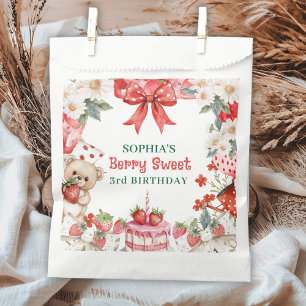 Vintage Strawberry Berry Sweet 3rd Birthday Favor Bag