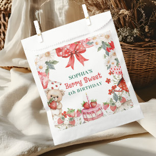 Vintage Strawberry Berry Sweet 4th Birthday  Favor Bag