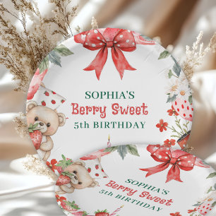 Vintage Strawberry Berry Sweet 5th Birthday Paper Plates