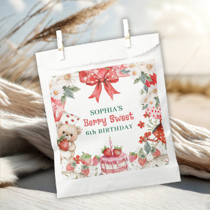 Vintage Strawberry Berry Sweet 6th Birthday  Favor Bag