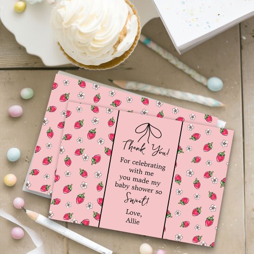 Vintage Strawberry Berry Sweet Baby Shower Thank You Card