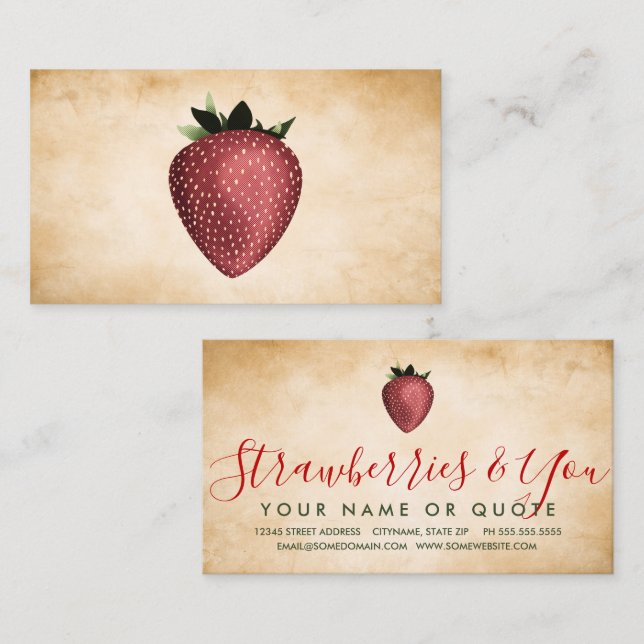 vintage strawberry business card (Front/Back)