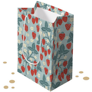 Vintage Strawberry Cottagecore Floral Botanical Medium Gift Bag