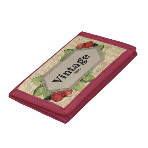Vintage Strawberry Farmstand Luggage Tag Trifold Wallet