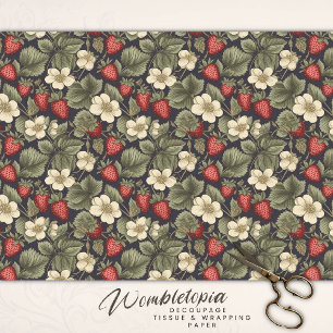 Vintage Strawberry Fields Pattern Decoupage Tissue Paper