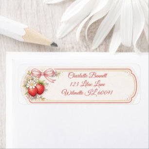 Vintage Strawberry Floral Seamless cottagecore Label