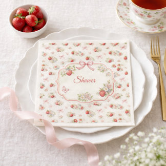 Vintage Strawberry Floral Seamless cottagecore Napkins