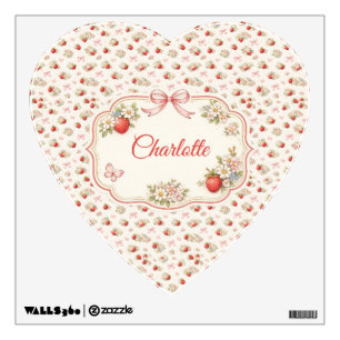 Vintage Strawberry Floral Seamless cottagecore Wall Decal