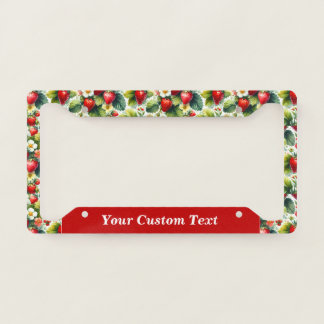 Vintage Strawberry Fruit Flowers Personalized License Plate Frame