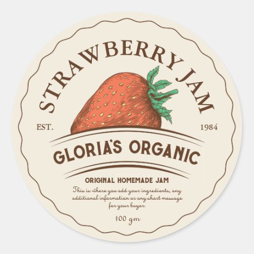 Vintage Strawberry Fruit Jam Food Product Label