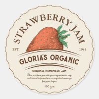 Vintage Strawberry Fruit Jam Food Product Label