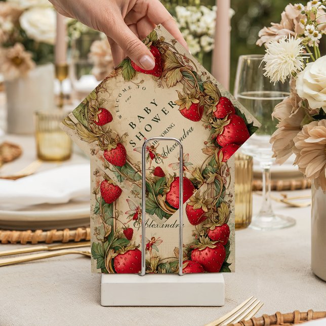 Vintage Strawberry Garden Baby Shower Napkins (Creator Uploaded)