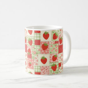 Vintage Strawberry Garden Floral Pattern Coffee Mug
