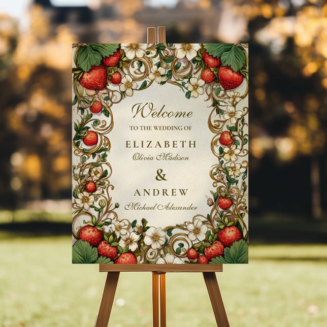 Vintage Strawberry Garden Wedding Foam Board (Creator Uploaded)