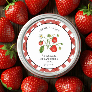 Vintage Strawberry Homemade Mason jar Classic Round Sticker