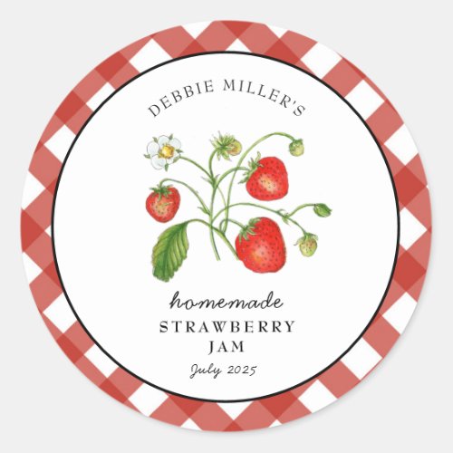 Vintage Strawberry Homemade Mason jar  Classic Round Sticker