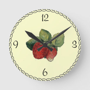 Vintage Strawberry Illustration Wall Clock