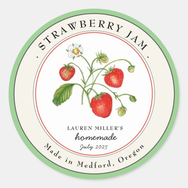 Vintage Strawberry Jam jar Canning label (Front)