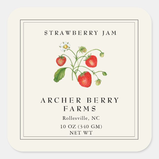 Vintage Strawberry Jam Jar Label (Front)