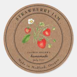 Vintage Strawberry Jam Kraft paper Canning label