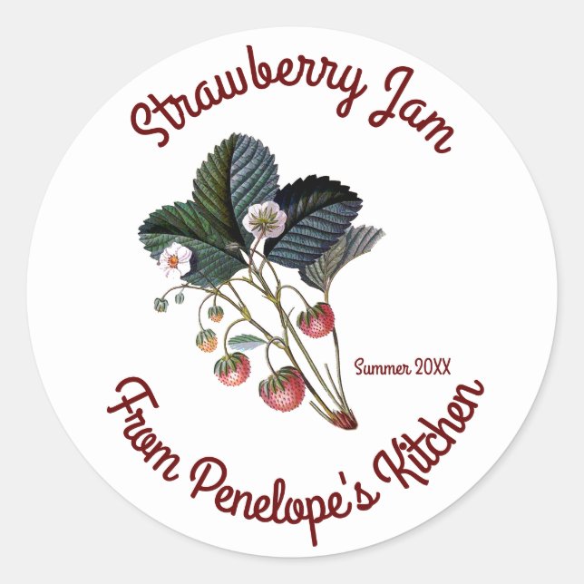 Vintage Strawberry Jam Label Your Kitchen Dated (Front)