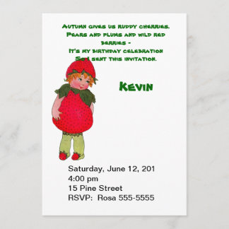 Vintage Strawberry Kid Birthday Party Invitation