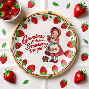 Vintage Strawberry Kitchen Girl Grandma's Delight Paper Plates