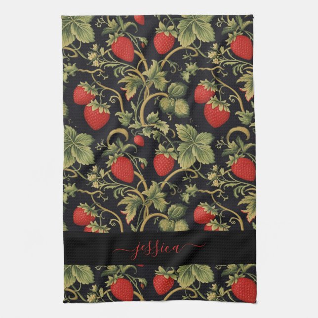 Vintage strawberry  kitchen towel (Vertical)