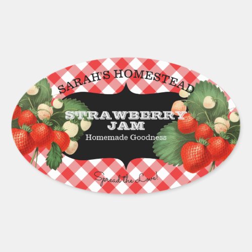 Vintage Strawberry Label Fruit Preserve Gingham