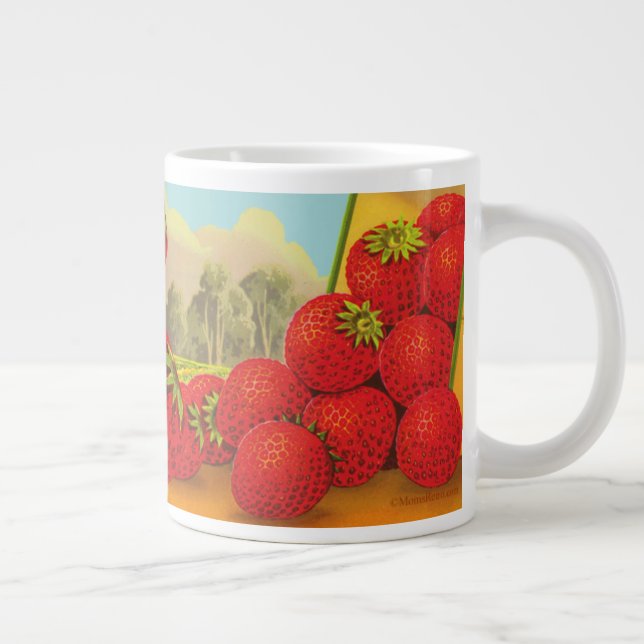 Vintage Strawberry Landscape Crate Art Jumbo Mug (Right)