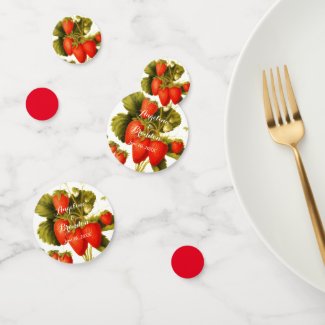 Vintage  strawberry orchard wedding confetti