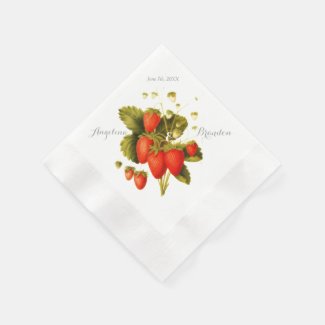 Vintage  strawberry orchard wedding napkins