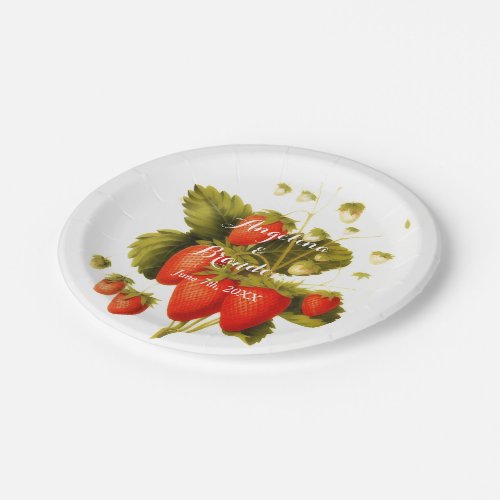 Vintage  strawberry orchard wedding paper plates