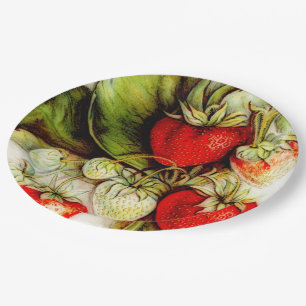 Vintage strawberry paper paper plates