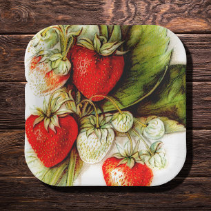 Vintage strawberry paper plates