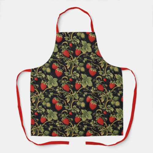 Vintage strawberry pattern apron